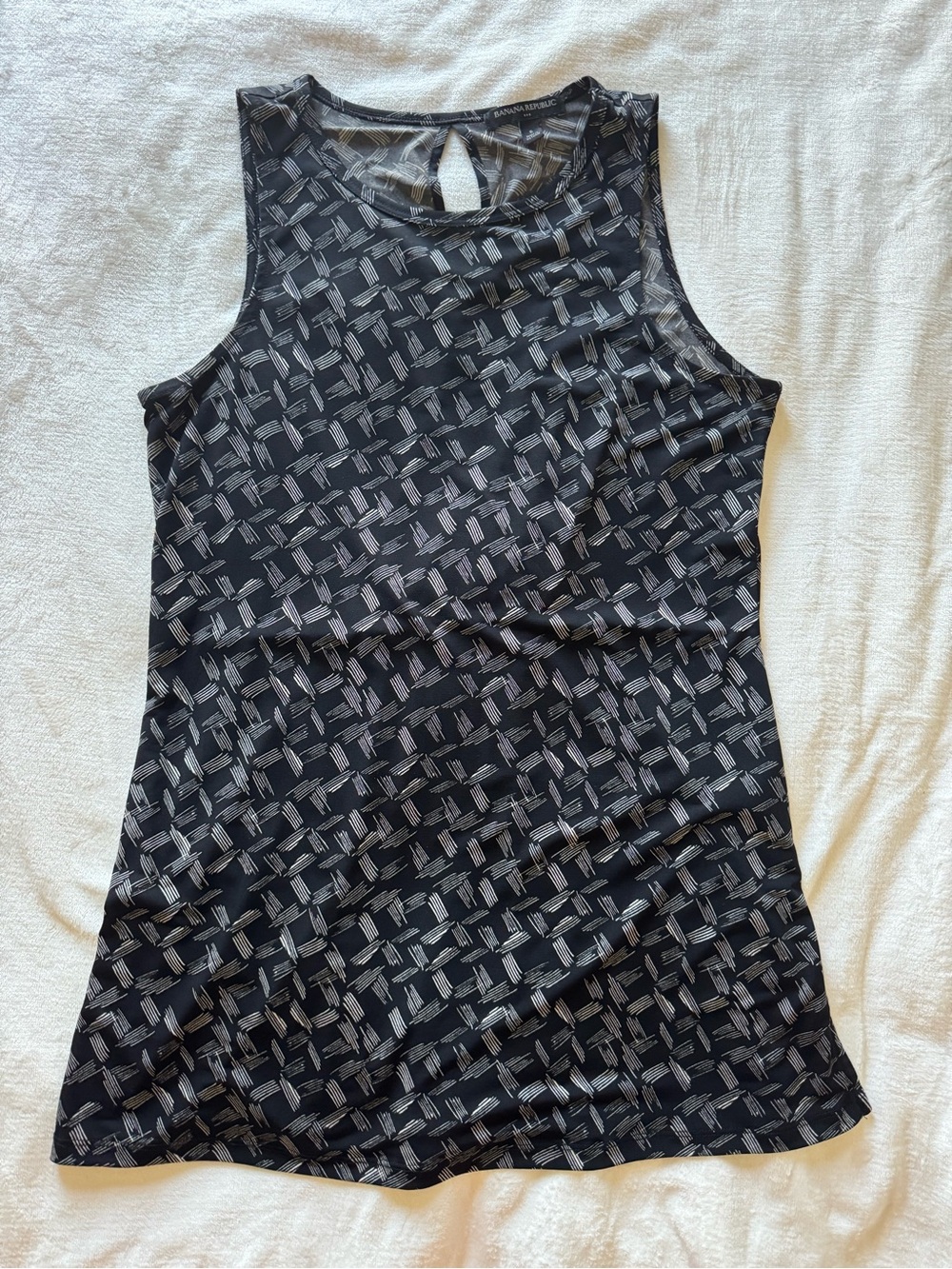 Banana Republic Black Patterned Sleeveless Tank Top